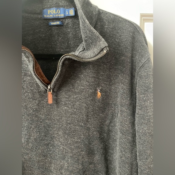 Polo Ralph Lauren Estate Rib Half-Zip Pullover Sz Large in Charcoal Grey - Picture 6 of 10